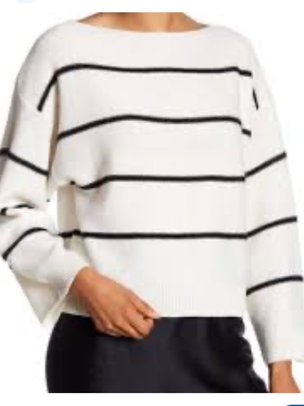 Vince Cream and Black 100% Cashmere Striped Boat Neck Sweater